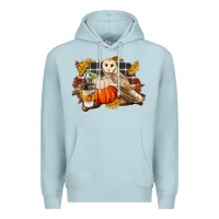 Blue Mist Fall Barn Owl Premium Hoodie - LillyAllenDesigns