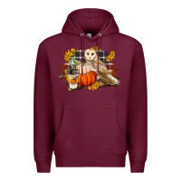 Burgundy Fall Barn Owl Premium Hoodie - LillyAllenDesigns