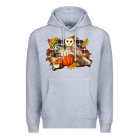Heather Grey Fall Barn Owl Premium Hoodie - LillyAllenDesigns