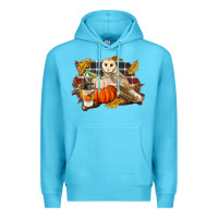 Ocean Blue Fall Barn Owl Premium Hoodie - LillyAllenDesigns