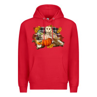 Red Fall Barn Owl Premium Hoodie - LillyAllenDesigns