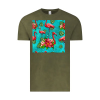 Vintage Olive flamingo seamless pattern Vintage Tee - HRA Design Shop