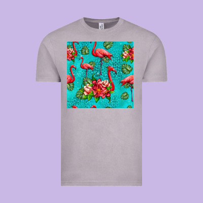 Flamingo Seamless Pattern Vintage Tee Designed By Hra Design Shop