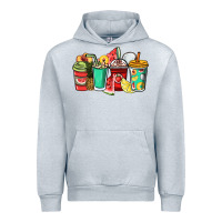 Heather Grey Fruits coffee cups Urban Hoodie - NancyCooperArtShop