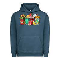 Pigment Midnight Navy Fruits coffee cups Urban Hoodie - NancyCooperArtShop