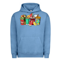 Pigment Pebble Blue Fruits coffee cups Urban Hoodie - NancyCooperArtShop