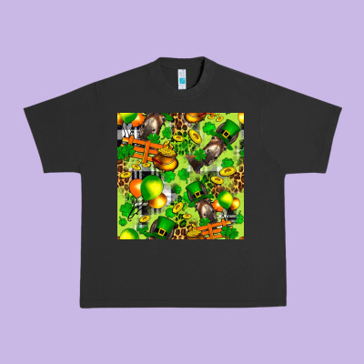 St. Patrick's Donkey With Shamrock Seamless Urban Heavy Tee Designed By Fadigitalartstudio