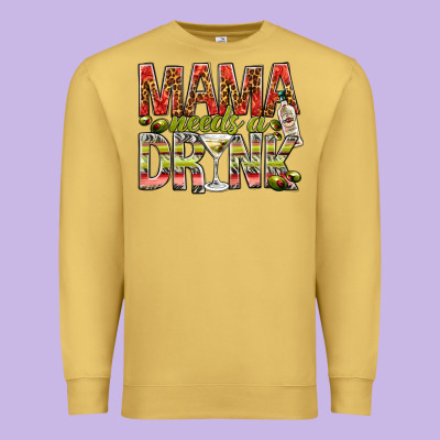 Mama Needs A Drink Premium Sweatshirt Designed By Nancycooperartshop