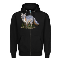 Black Gray Fox Zipper Hoodie - LillyAllenDesigns