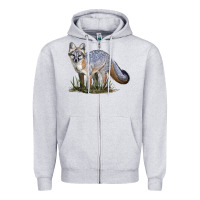 Heather Grey Gray Fox Zipper Hoodie - LillyAllenDesigns