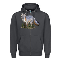 Smoke Gray Fox Zipper Hoodie - LillyAllenDesigns