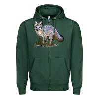 Sports Green Gray Fox Zipper Hoodie - LillyAllenDesigns