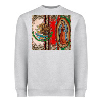 Heather Grey Virgin Mary Mexican Flag Heavyweight Sweatshirt - CTS Tumbler Store