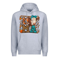 Heather Grey Western Fall Cow Mama Premium Hoodie - LillyAllenDesigns