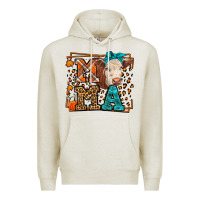 Oatmeal Heather Western Fall Cow Mama Premium Hoodie - LillyAllenDesigns