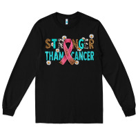 Black stronger than cancer with cancer ribbon Long Sleeve Tee - AdoDesignShop