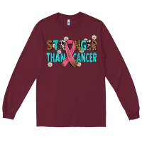 Burgundy stronger than cancer with cancer ribbon Long Sleeve Tee - AdoDesignShop