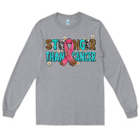Heather Grey stronger than cancer with cancer ribbon Long Sleeve Tee - AdoDesignShop