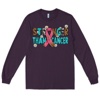 Plum stronger than cancer with cancer ribbon Long Sleeve Tee - AdoDesignShop