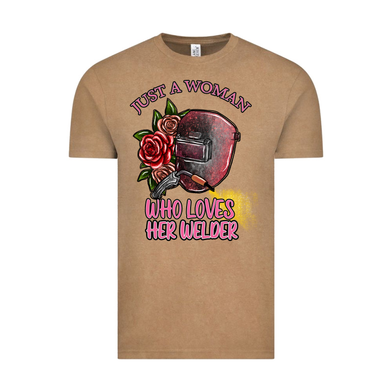 Just A Woman Who Loves Her Welder Vintage Tee by SublimationCraftShop | Teevron