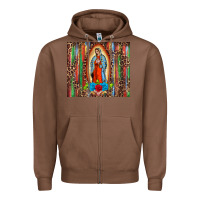 Chestnut our lady of Guadalupe serape Zipper Hoodie - BarkalooDesign