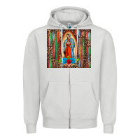 Dove Grey our lady of Guadalupe serape Zipper Hoodie - BarkalooDesign