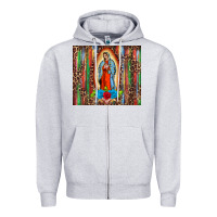 Heather Grey our lady of Guadalupe serape Zipper Hoodie - BarkalooDesign