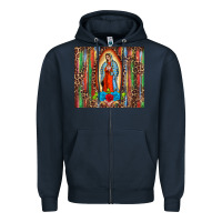 Navy our lady of Guadalupe serape Zipper Hoodie - BarkalooDesign