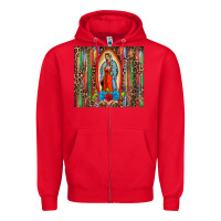Red our lady of Guadalupe serape Zipper Hoodie - BarkalooDesign