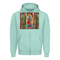 Seafoam our lady of Guadalupe serape Zipper Hoodie - BarkalooDesign