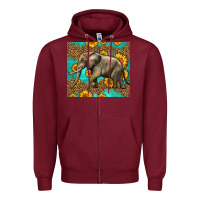 Burgundy western sunflowers elephant Zipper Hoodie - LillyAllenDesigns