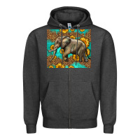 Charcoal Heather western sunflowers elephant Zipper Hoodie - LillyAllenDesigns