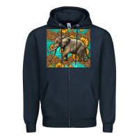 Navy western sunflowers elephant Zipper Hoodie - LillyAllenDesigns