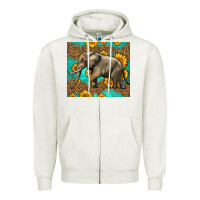 Oatmeal Heather western sunflowers elephant Zipper Hoodie - LillyAllenDesigns