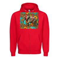 Red western sunflowers elephant Zipper Hoodie - LillyAllenDesigns