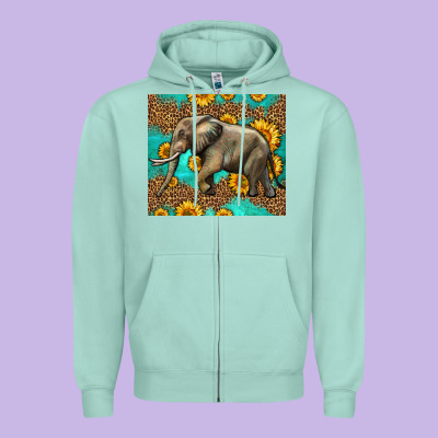 Western Sunflowers Elephant Zipper Hoodie Designed By Lillyallendesigns