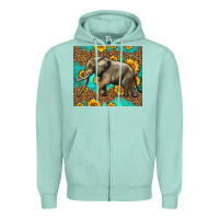 Seafoam western sunflowers elephant Zipper Hoodie - LillyAllenDesigns