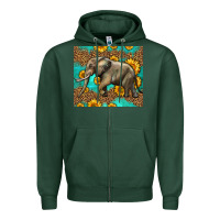 Sports Green western sunflowers elephant Zipper Hoodie - LillyAllenDesigns