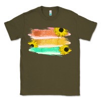 Army Green Colored Triple Sunflower Brush Strokes Classic Tee - Bettercallsaul