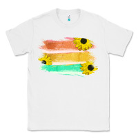 White Colored Triple Sunflower Brush Strokes Classic Tee - Bettercallsaul
