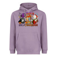 Lavender Happy Hallothanksmas goats Heavyweight Hoodie - NancyCooperArtShop