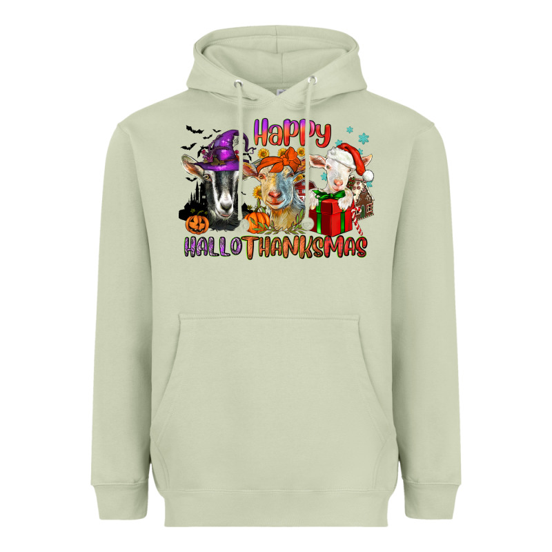 Happy Hallothanksmas Goats Heavyweight Hoodie by NancyCooperArtShop | Teevron
