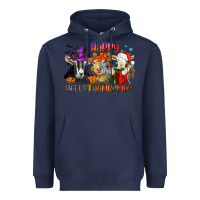Navy Happy Hallothanksmas goats Heavyweight Hoodie - NancyCooperArtShop