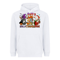 White Happy Hallothanksmas goats Heavyweight Hoodie - NancyCooperArtShop