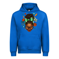 Cobalt Afro Messy Bun Basketball Green Bow Urban Hoodie - texasbilliewilder