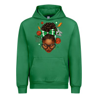 Emerald Afro Messy Bun Basketball Green Bow Urban Hoodie - texasbilliewilder