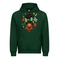 Forest Green Afro Messy Bun Basketball Green Bow Urban Hoodie - texasbilliewilder