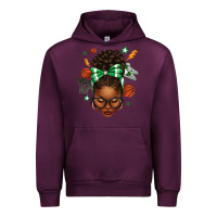 Mauve Wine Afro Messy Bun Basketball Green Bow Urban Hoodie - texasbilliewilder