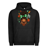 Pigment Black Afro Messy Bun Basketball Green Bow Urban Hoodie - texasbilliewilder