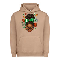 Pigment Burro Afro Messy Bun Basketball Green Bow Urban Hoodie - texasbilliewilder